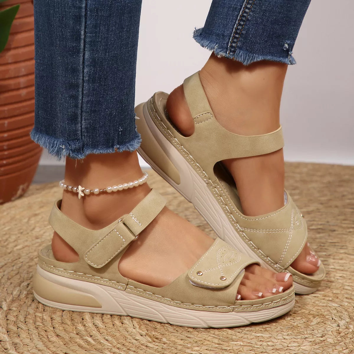 Shopimist open toe platform sandals with chunky heel and adjustable ankle strap, stylish summer footwear for women.
