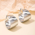 Shopimist alloy wide hoop earrings featuring large, circular metal hoops with a shiny finish, perfect for fashionable accessories.