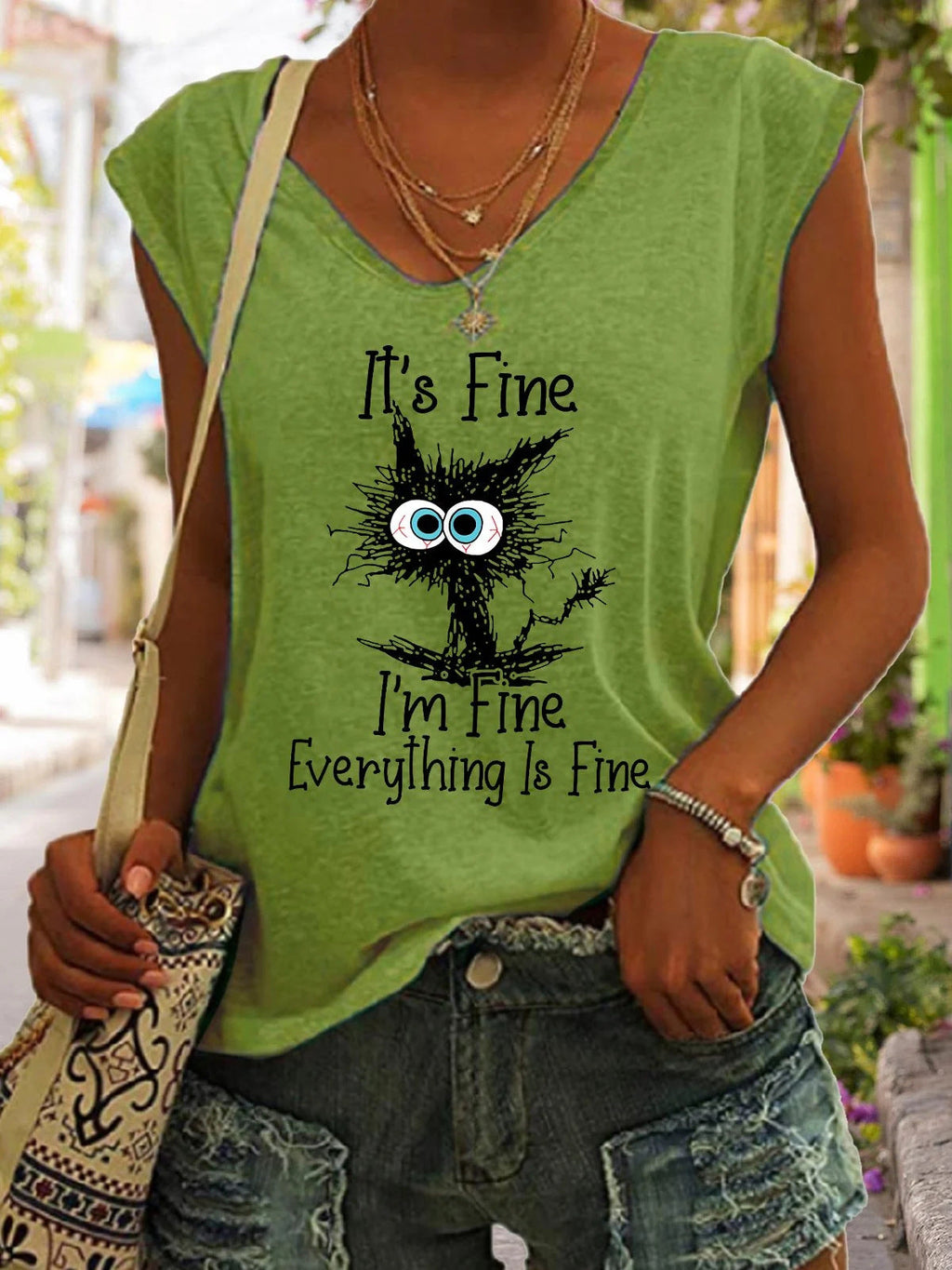 Women's V-neck printed short sleeve loose top by Plush Fashion Hub, available in multiple colors, shown in a relaxed fit T-shirt style.