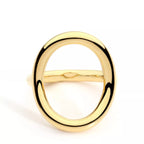 18K gold-plated copper round ring with polished finish, showcasing a sleek and elegant jewelry design.