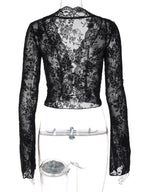 Shopimist lace detail long sleeve top featuring intricate lace accents and a fitted design, perfect for stylish casual or dressy occasions.