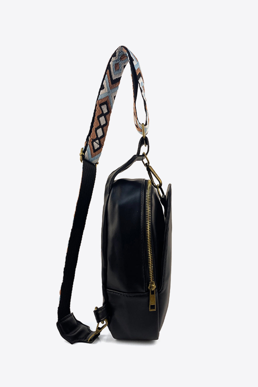 Random pattern adjustable strap PU leather sling bag featuring a stylish design and trendy look, ideal for casual or evening wear.