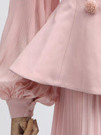 Shopimist frill lapel collar top and pleated skirt set, featuring stylish, feminine design with ruffled collar and flowing pleats.