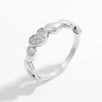 925 Sterling Silver heart ring with inlaid zircon stones, featuring a detailed design and polished finish, ideal for elegant jewelry accessories.