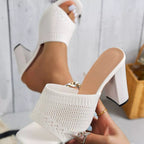 Shopimist open toe block heel sandals with stylish design and comfortable platform, perfect for summer and casual occasions.