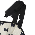 Elegant summer casualwear dress by FitiqueFit with shoulder strap bow decoration and bow print, perfect for stylish warm-weather wear.
