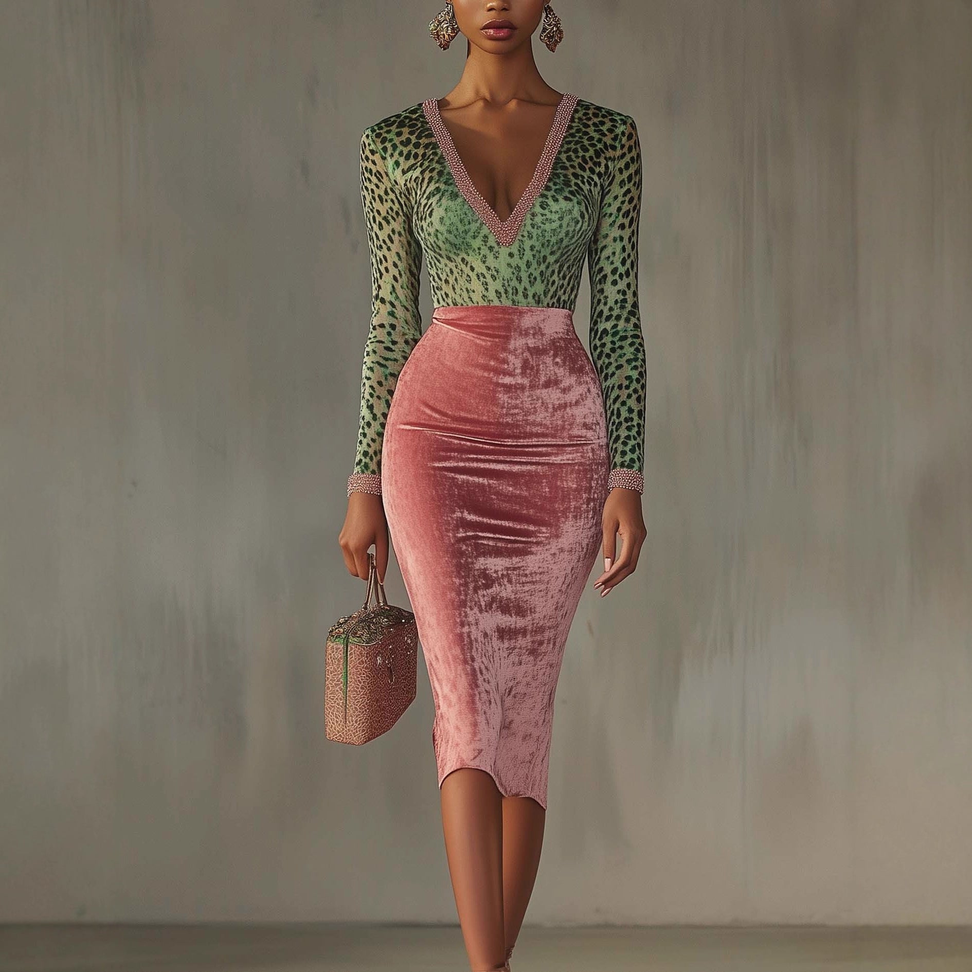 Shiny, stretchy velvet bodycon high-waist mermaid skirt in deep jewel tone, fitted design by Plush Fashion Hub.