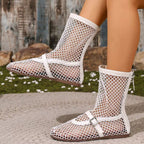 Women's breathable mesh flat walking sandals by Trendsi, lightweight summer shoes with comfortable, airy design and casual style.