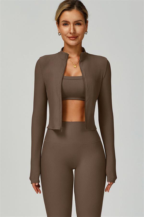 Fitglutes Activewear 3-piece set featuring a sports bra, leggings, and bottoms for workout and gym activities.