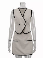 Contrast trim vest and skirt set by Shopimist featuring a stylish sleeveless vest and matching skirt with bold trim details.