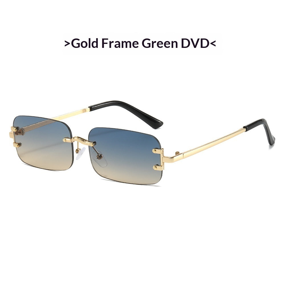 Elegant frameless rimless sunglasses from Plush Fashion Hub, showcasing a sleek Western style with clear lenses and minimalist design.