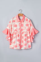 Angelica short sleeve babydoll blouse by Threaded Pear, featuring a flowy fit and lightweight fabric, ideal for casual wear.