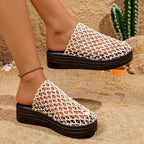 Shopimist round toe platform sandals with chunky sole and ankle strap, showcasing their stylish design and beige color.
