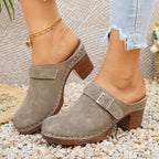 Shopimist round toe block heel sandals with stylish design, featuring a comfortable heel height and open toe style.