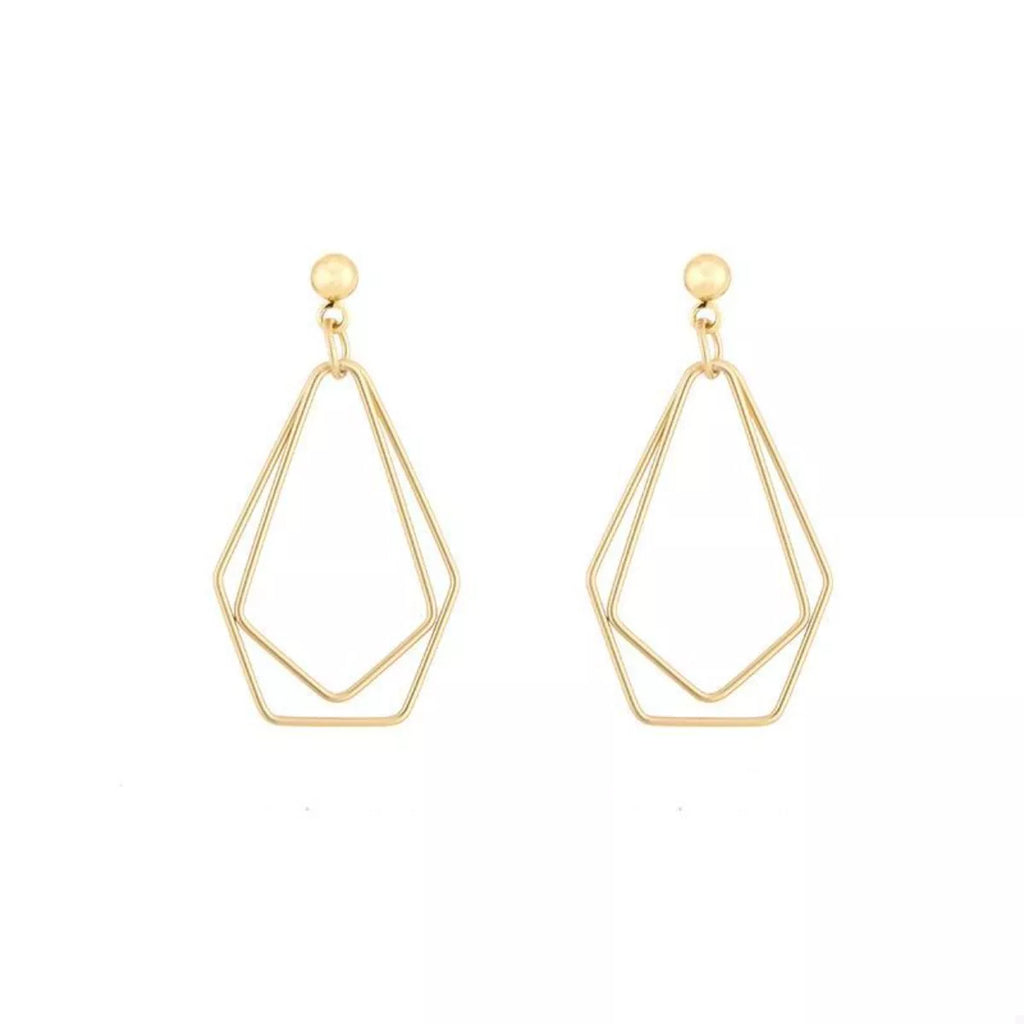 18K gold-plated alloy geometric wire drop earrings with modern design and sleek, minimalist style.