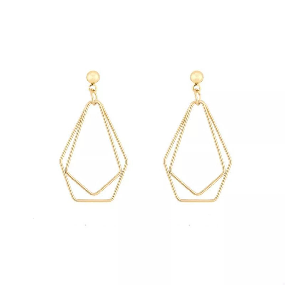 18K gold-plated alloy geometric wire drop earrings with modern design and sleek, minimalist style.