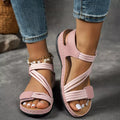 Open toe wedge sandals by Shopimist featuring a stylish design with a comfortable heel and natural leather straps.