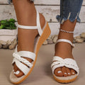 Open toe wedge sandals by Shopimist featuring a stylish design with a comfortable platform and ankle strap.