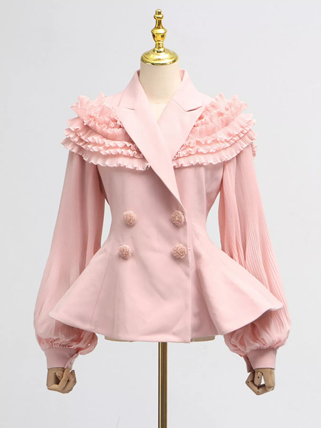 Shopimist frill lapel collar top with matching pleated skirt set, featuring stylish, coordinated fashion for a chic look.