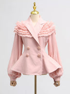 Shopimist frill lapel collar top with matching pleated skirt set, featuring stylish, coordinated fashion for a chic look.