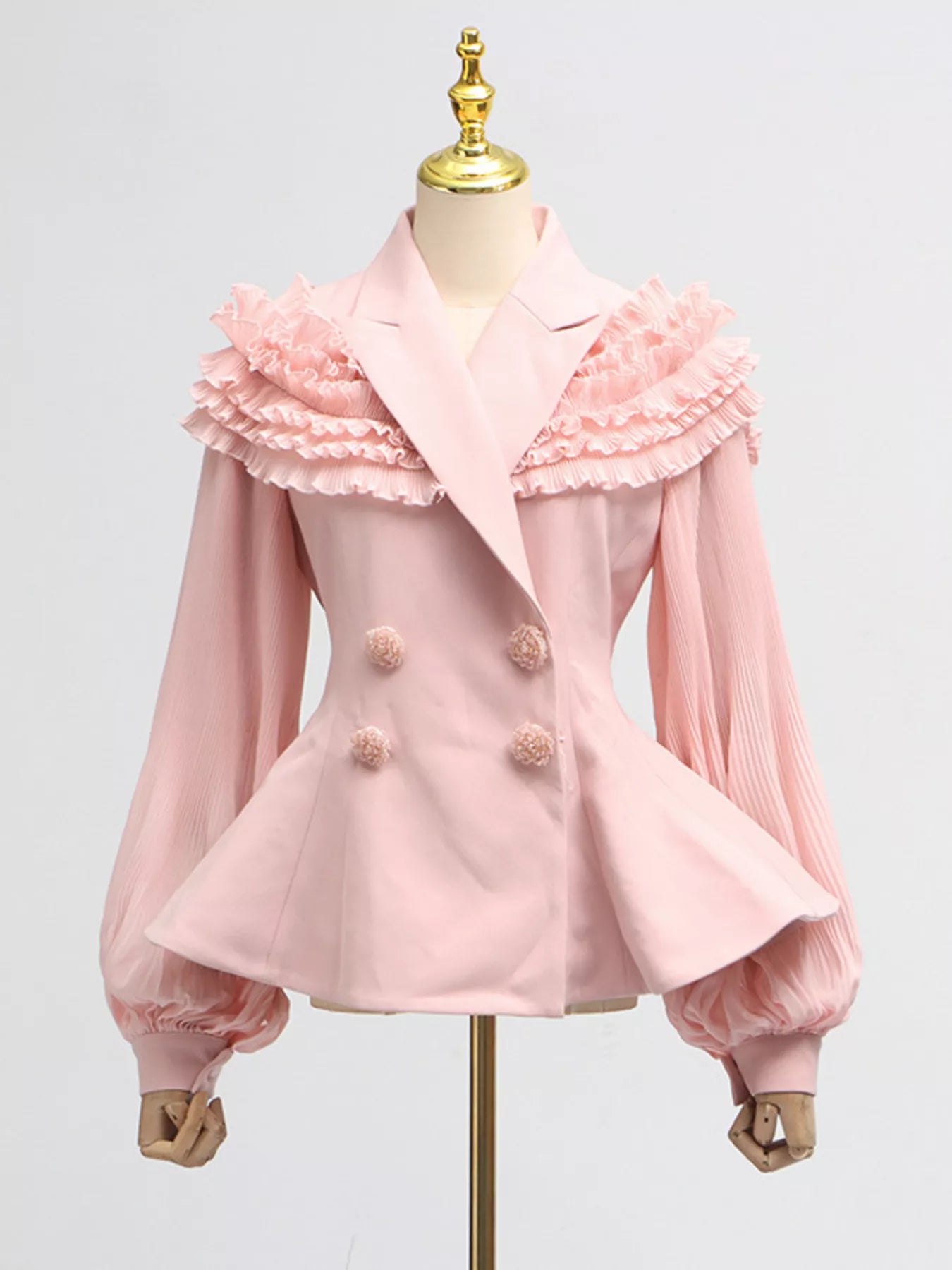 Shopimist frill lapel collar top with matching pleated skirt set, featuring stylish, coordinated fashion for a chic look.