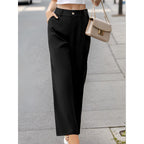 Women’s elegant casual suit pants with pockets by FitiqueFit, featuring a tailored fit and classic office trouser style.