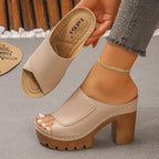 Shopimist open toe block heel sandals with stylish straps, perfect for summer and casual wear, shown in a side view.