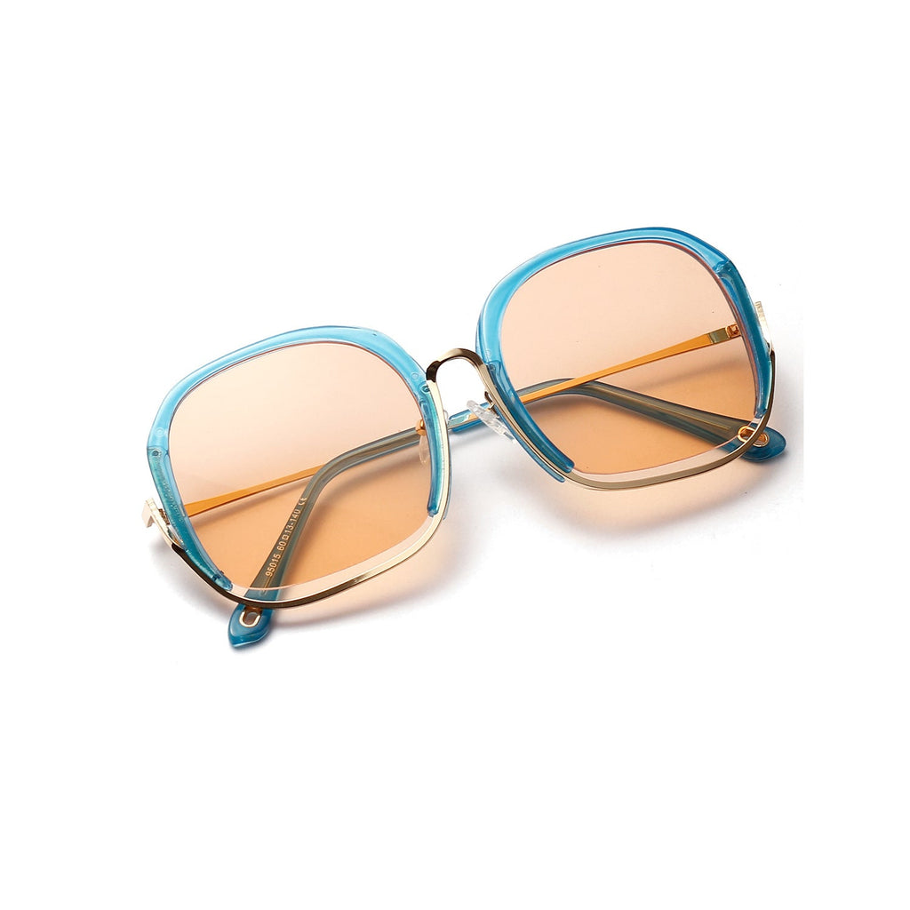 Large half-frame UV400 sunglasses by FitiqueFit featuring colorful fashion shades and stylish eyewear design.