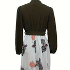 Ladies' casual printed V-neck dress with waist strap by FitiqueFit, featuring a stylish and comfortable casualwear design.