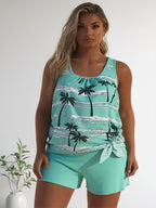 Plus size women's one-piece swimsuit by FitiqueFit featuring a flattering swimwear design with vibrant colors and comfortable fit.