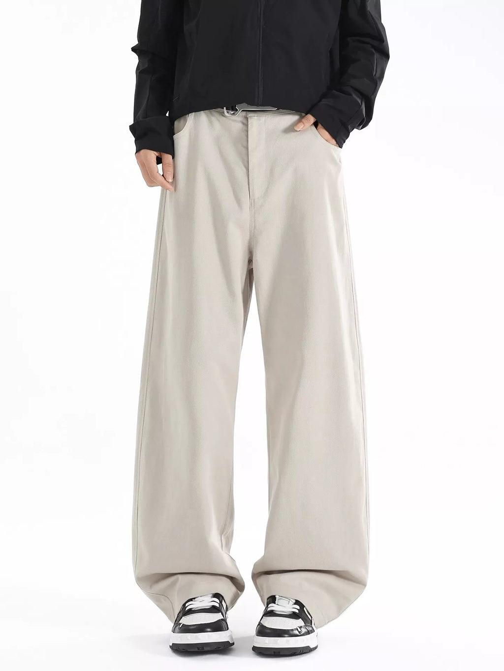 Men's wide leg casual comfort pants by Trendsi, relaxed fit stretch trousers with a comfortable and stylish design.