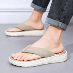 Plush Fashion Hub Toe Post Platform Sandals showing beige straps and chunky platform sole, casual footwear for summer wear.
