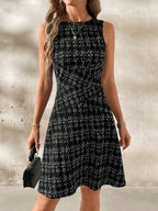 Shopimist round neck sleeveless dress displayed on a mannequin, featuring a simple, elegant design perfect for casual or summer wear.