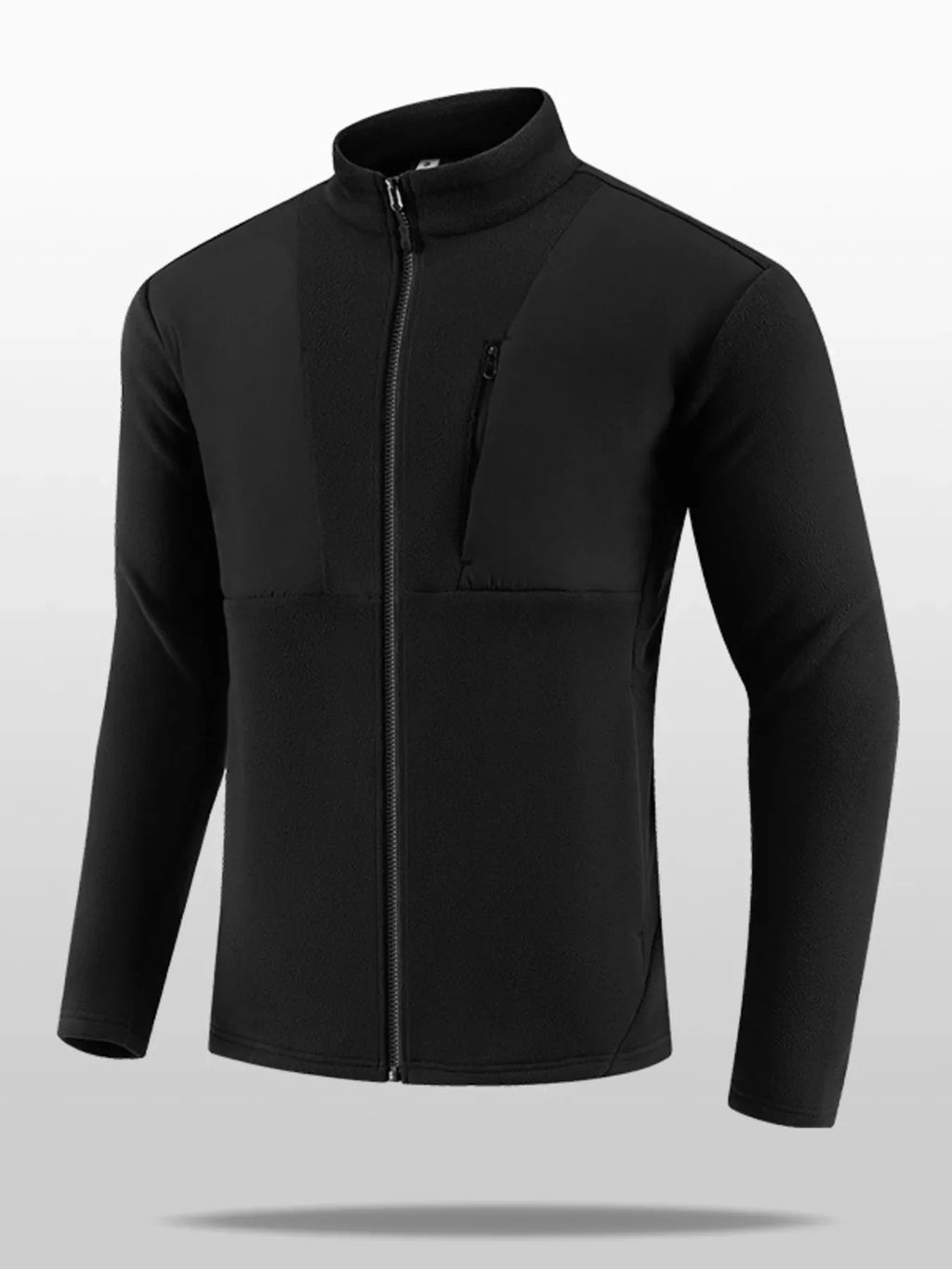Plus size men's full-zip fleece jacket by Shopimist, showcasing a cozy, navy blue fleece with a front zipper and stand collar.
