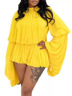 Pleated long sleeve top and skirt set from Trendsi, featuring a stylish, flowy skirt and matching long sleeve top.