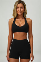 Fitglutes Activewear Seraphine sports bra and shorts 2-piece set, designed for workout and gym wear, shown in a stylish athletic outfit.