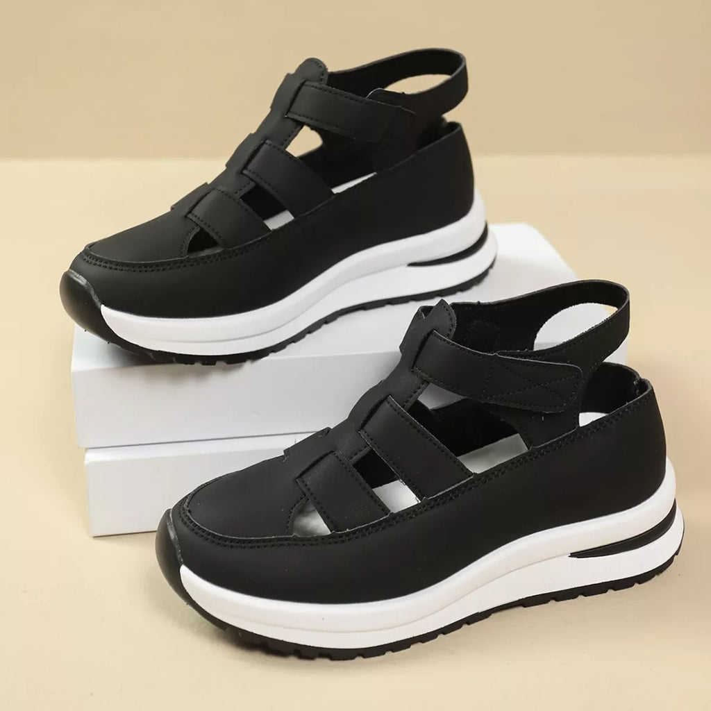 Shopimist cutout round toe platform sandals with chunky soles and open toe design, stylish summer footwear for women.