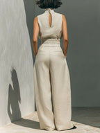 Shopimist sleeveless turtleneck top and matching pants set, featuring a sleek, modern design and comfortable fit.