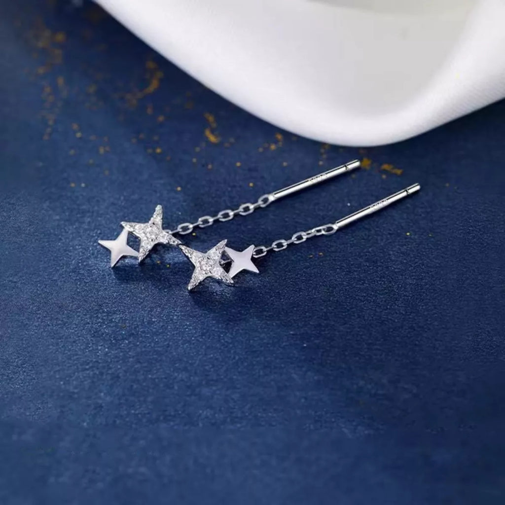 925 Sterling Silver Star Earrings featuring small star-shaped charms with a shiny finish, perfect for everyday wear.