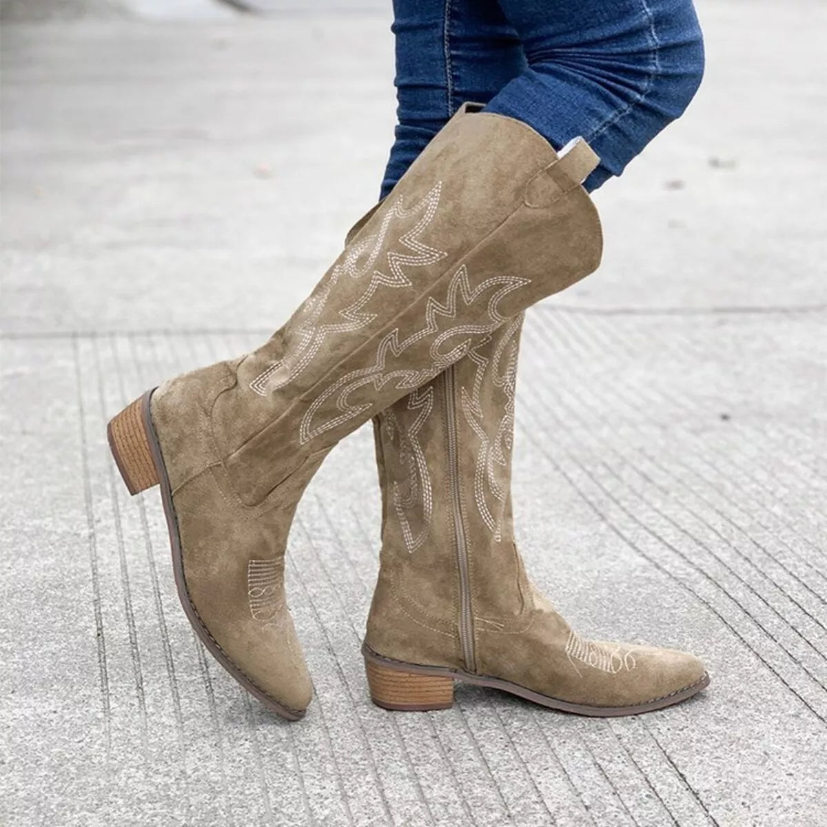 Point toe block heel boots from Trendsi, stylish footwear with sleek design and sturdy block heels, perfect for fashionable outfits.