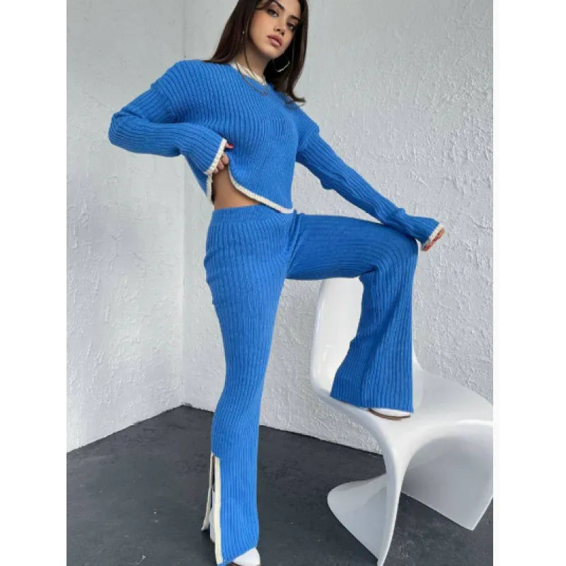 Women’s casual color-block two-piece set by Plush Fashion Hub, featuring a relaxed fit and stylish modern design.