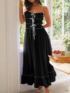Women's Divine Frill Ruffled Hem Midi Cami Dress by Trendsi, featuring a flowy silhouette and elegant ruffled hem detail.