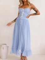 Women's Divine Frill Ruffled Hem Midi Cami Dress by Trendsi, featuring a flowy silhouette and elegant ruffle details.