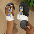Shopimist rhinestone chain thong sandals featuring sparkling straps and a comfortable sole for stylish summer wear.