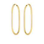 14k yellow gold large paperclip hoop earrings with sleek, modern design, featuring smooth, polished finish.