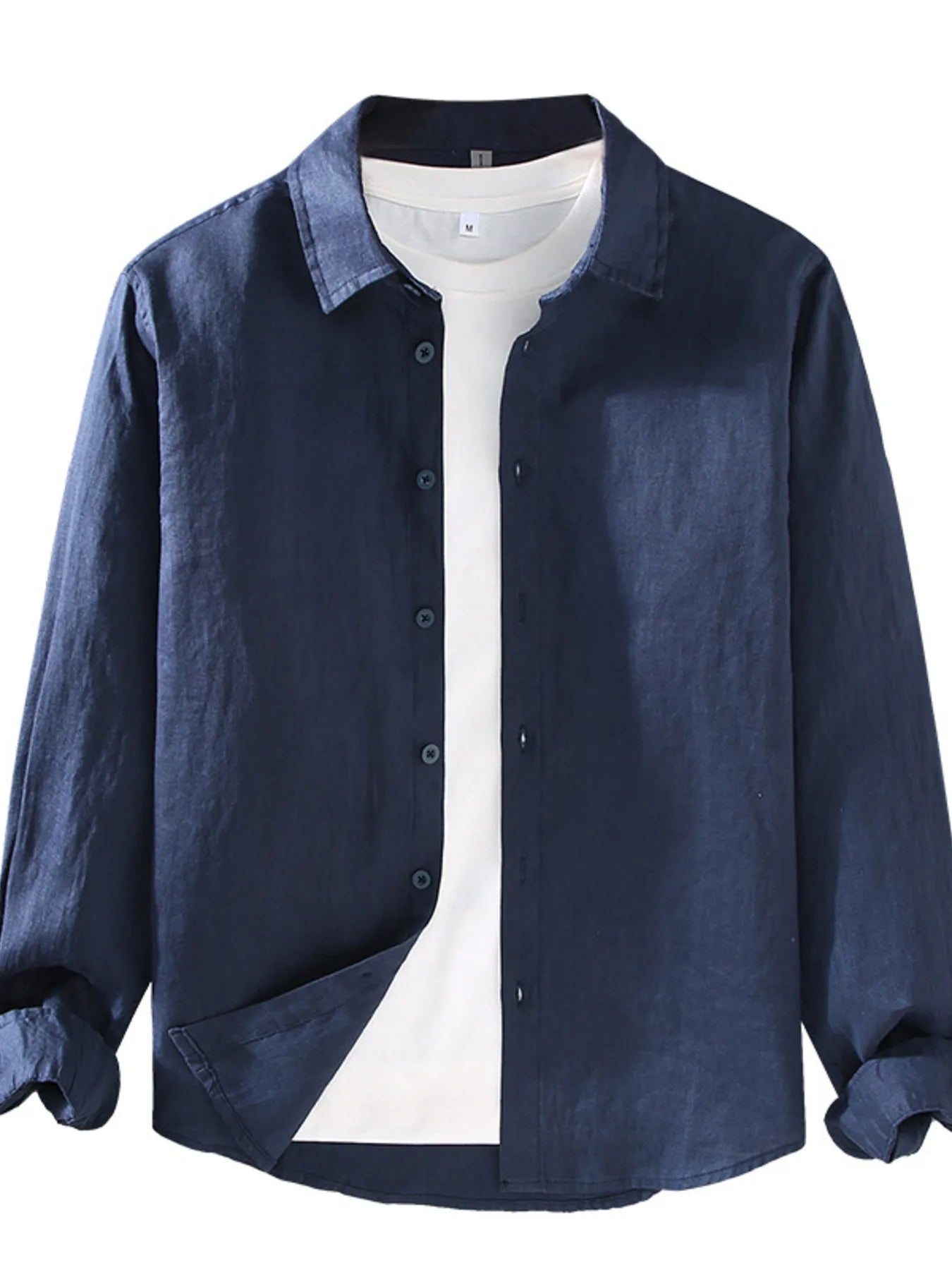 Plus size men's button-up long sleeve shirt by Shopimist, featuring a classic design and comfortable fit, shown in the product image.