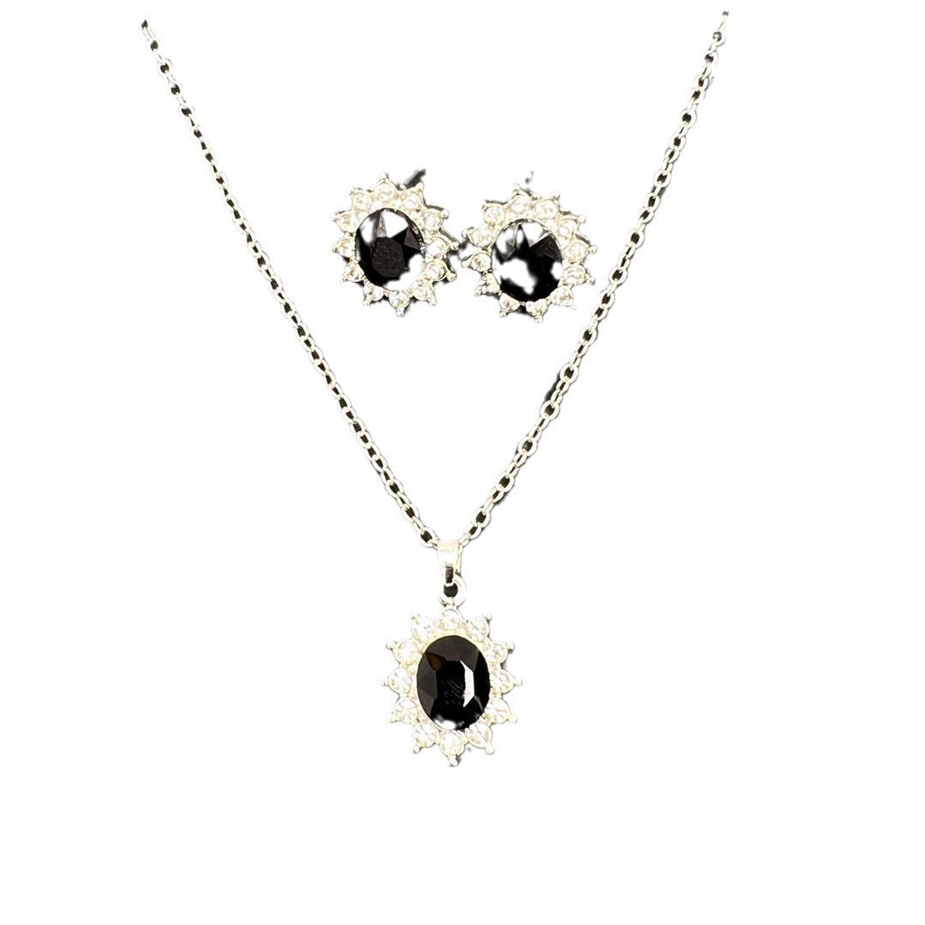 European and American fashion sunflower zircon ear stud necklace suit featuring a sunflower design with sparkling zircon stones, stylish jewelry set