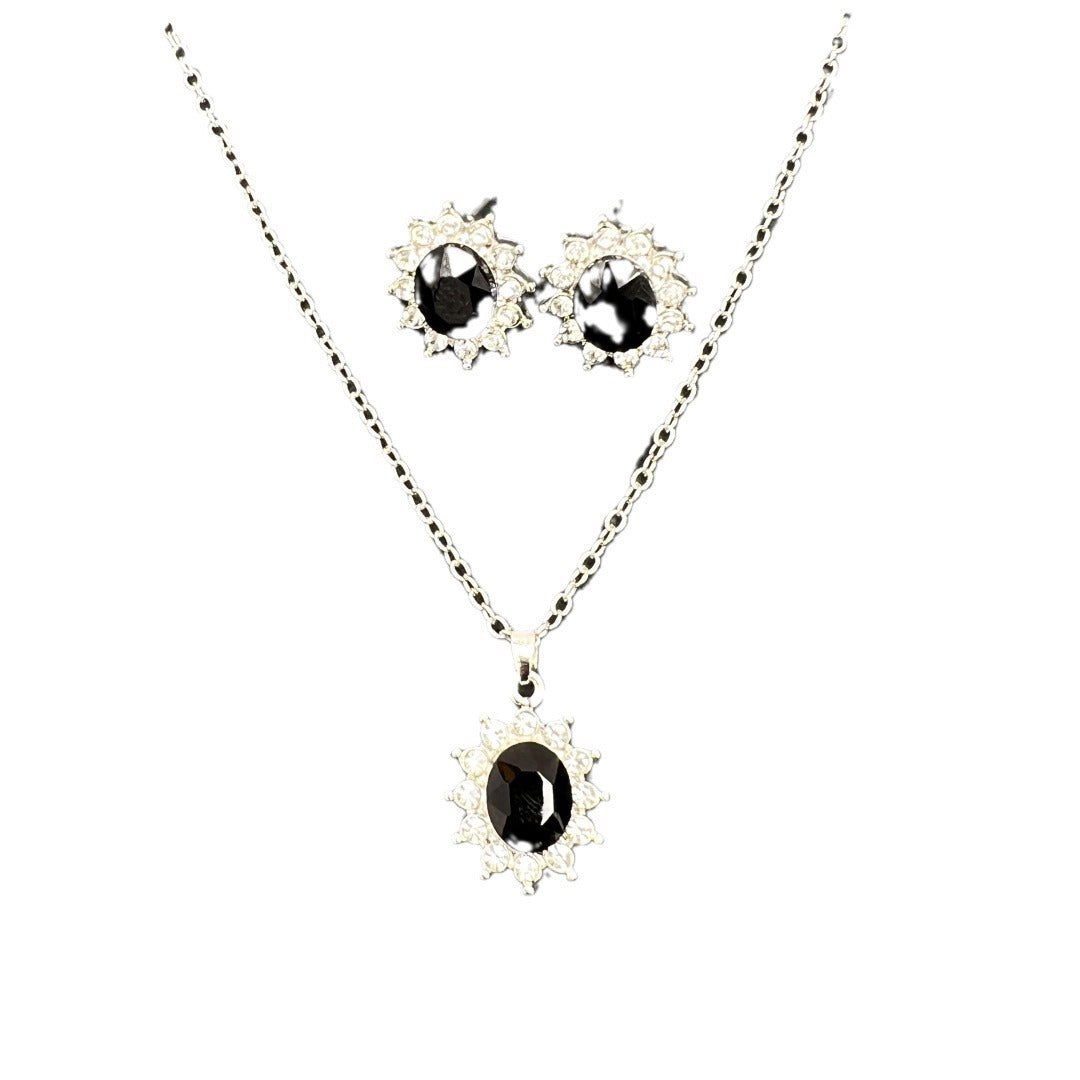 Sunflower zircon ear studs and necklace set by Plush Fashion Hub featuring gold-tone jewelry with sparkling zircon accents.
