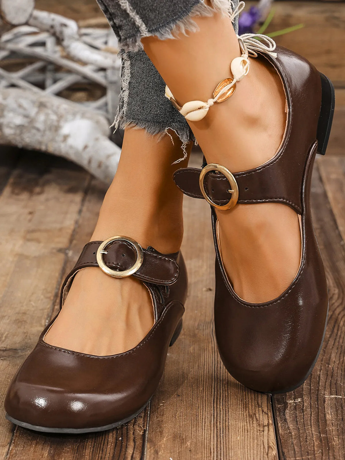 Women's buckle strap loafers by Trendsi showing stylish loafers with buckle straps and classic design.