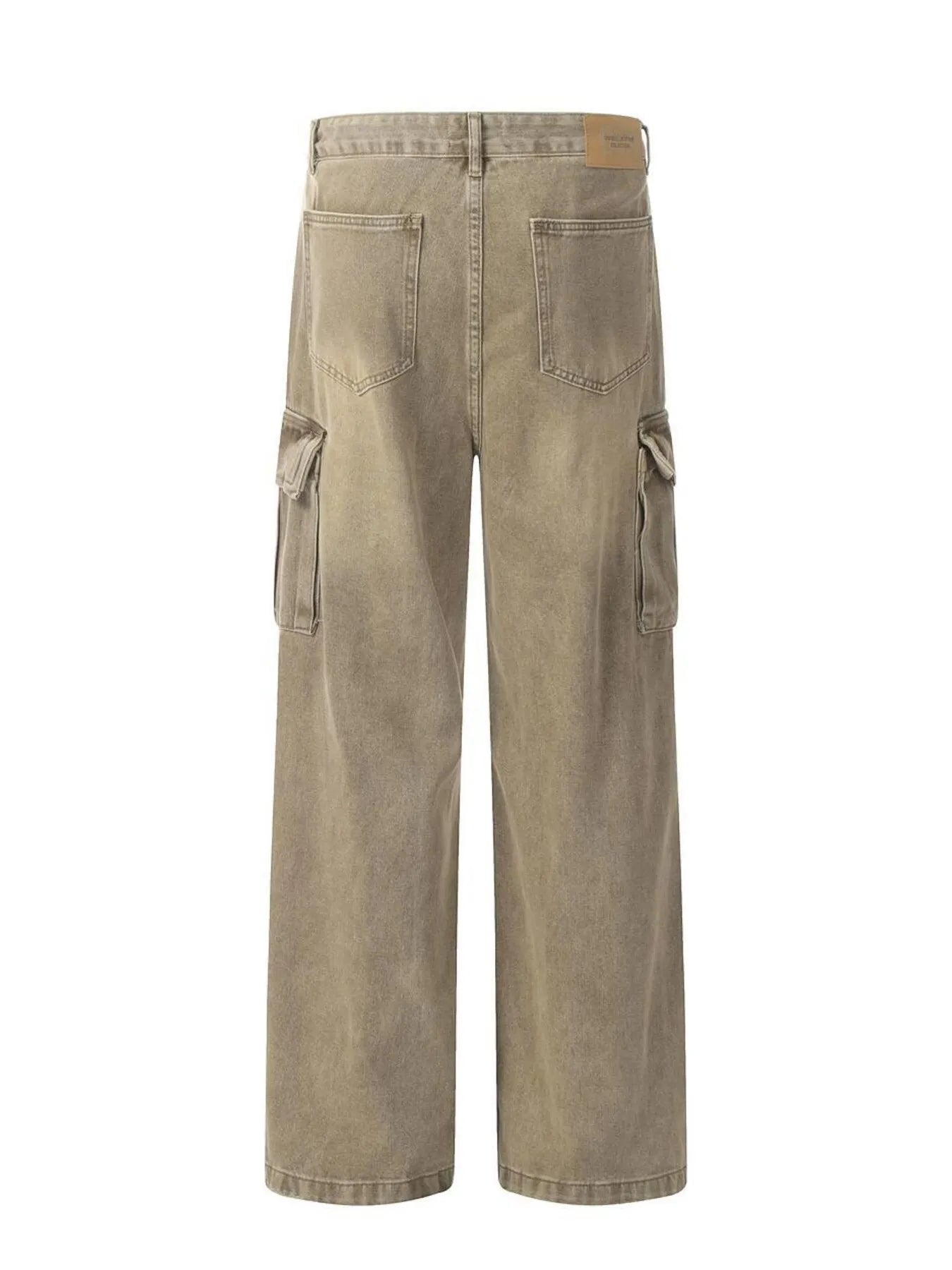Men's vintage washed cargo jeans by Trendsi, showcasing relaxed fit cargo pants with distressed detailing and multiple pockets.